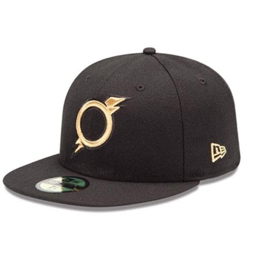 NWT New Era 59FIFTY Omaha Storm Chasers Fitted Hat - 6 7/8 -Black/Gold